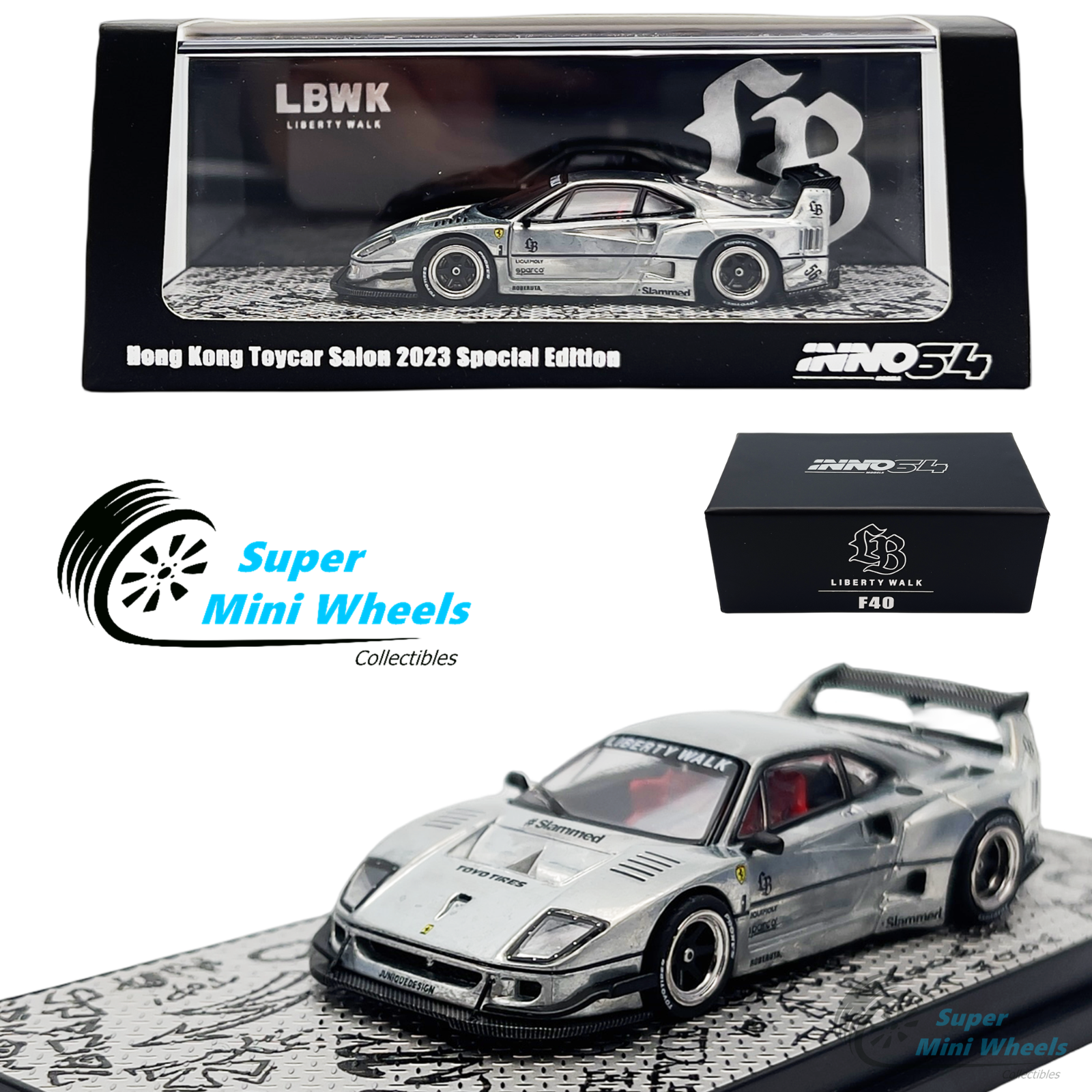 CHASE ! INNO64 1:64 LBWK Ferrari F40 Matte Black Hong Kong Toycar