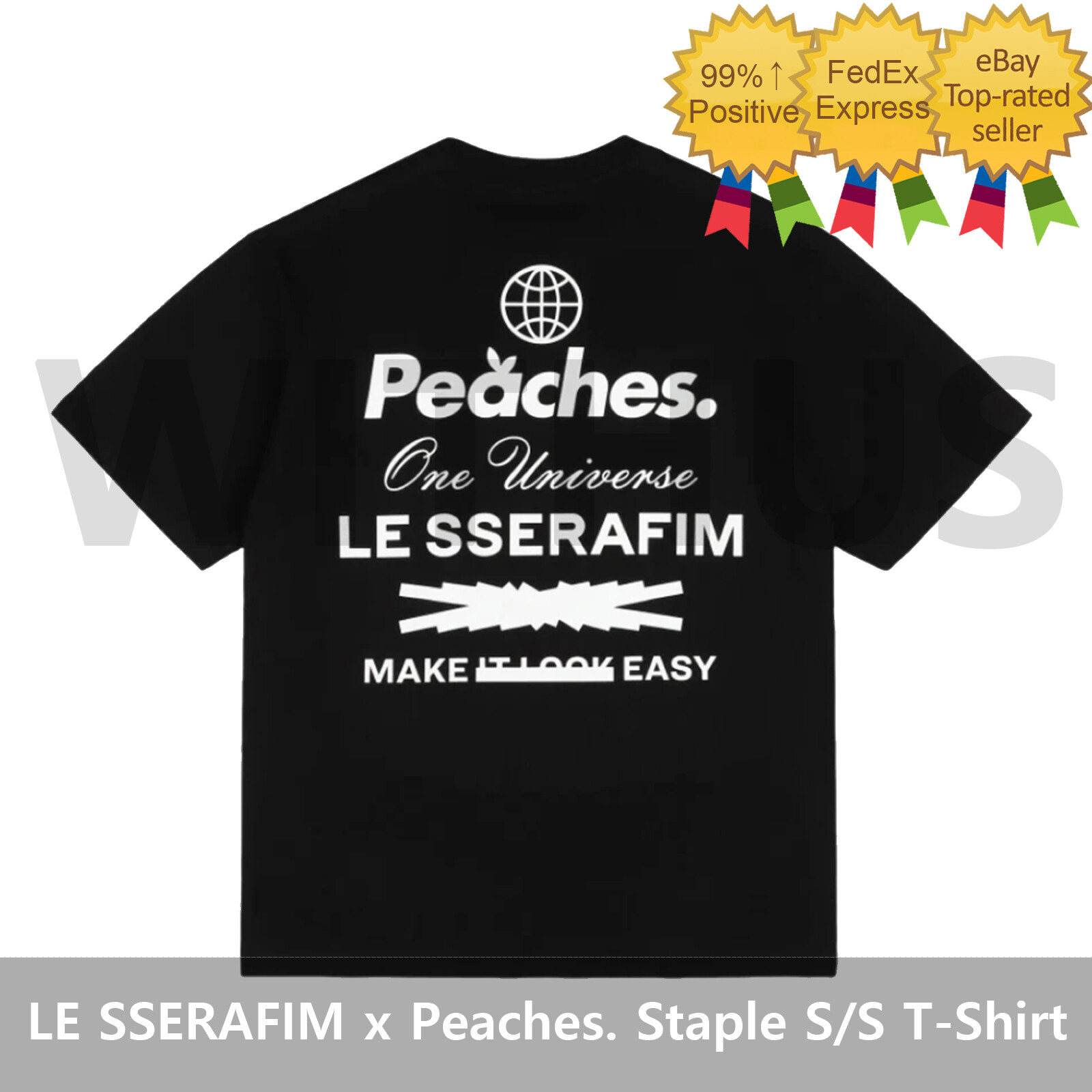 LE SSERAFIM x Peaches. Staple S/S T-Shirt Black - M,L,XL Size_ | eBay