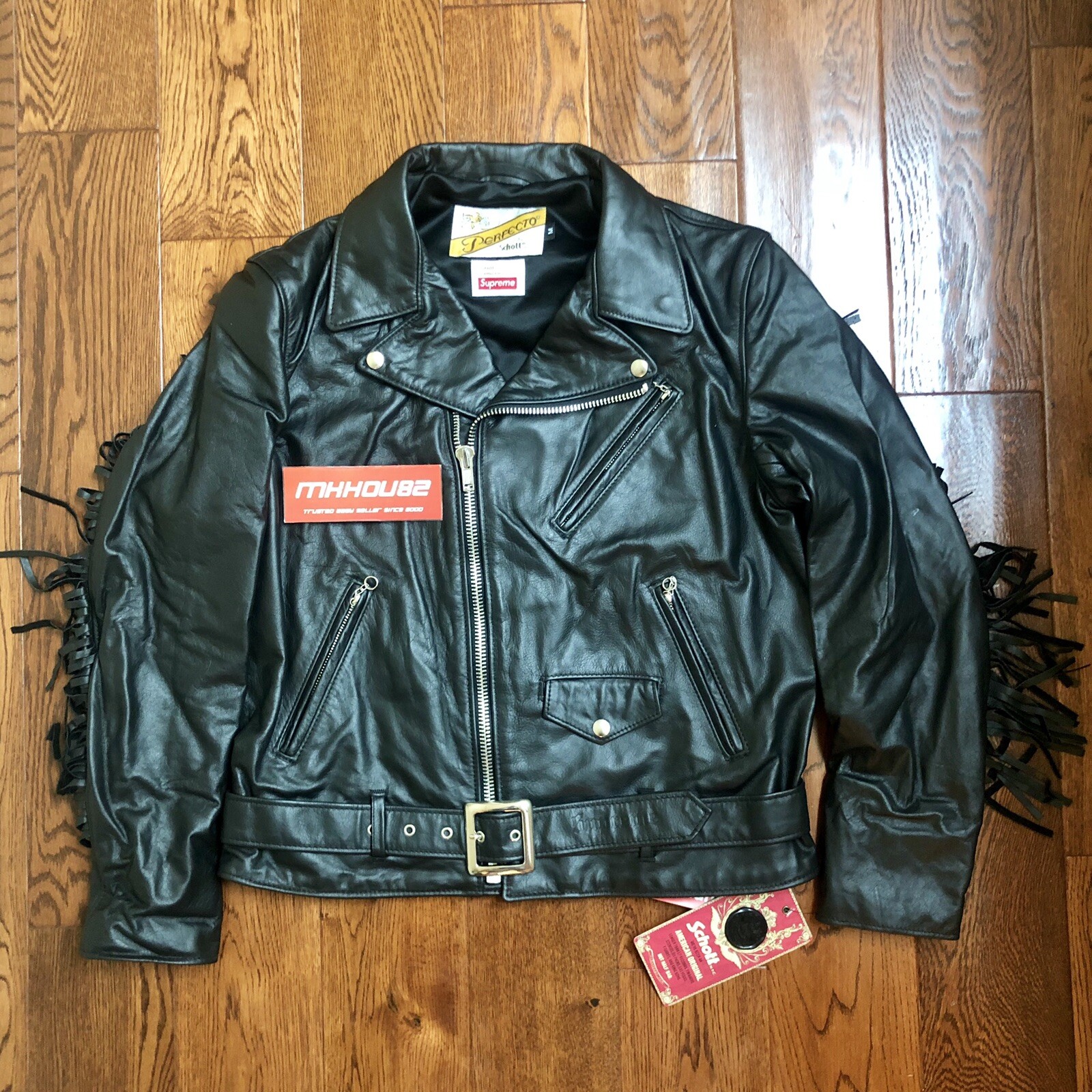 New Supreme Schott Chief Tassel Perfecto Leather Jacket Motorcycle