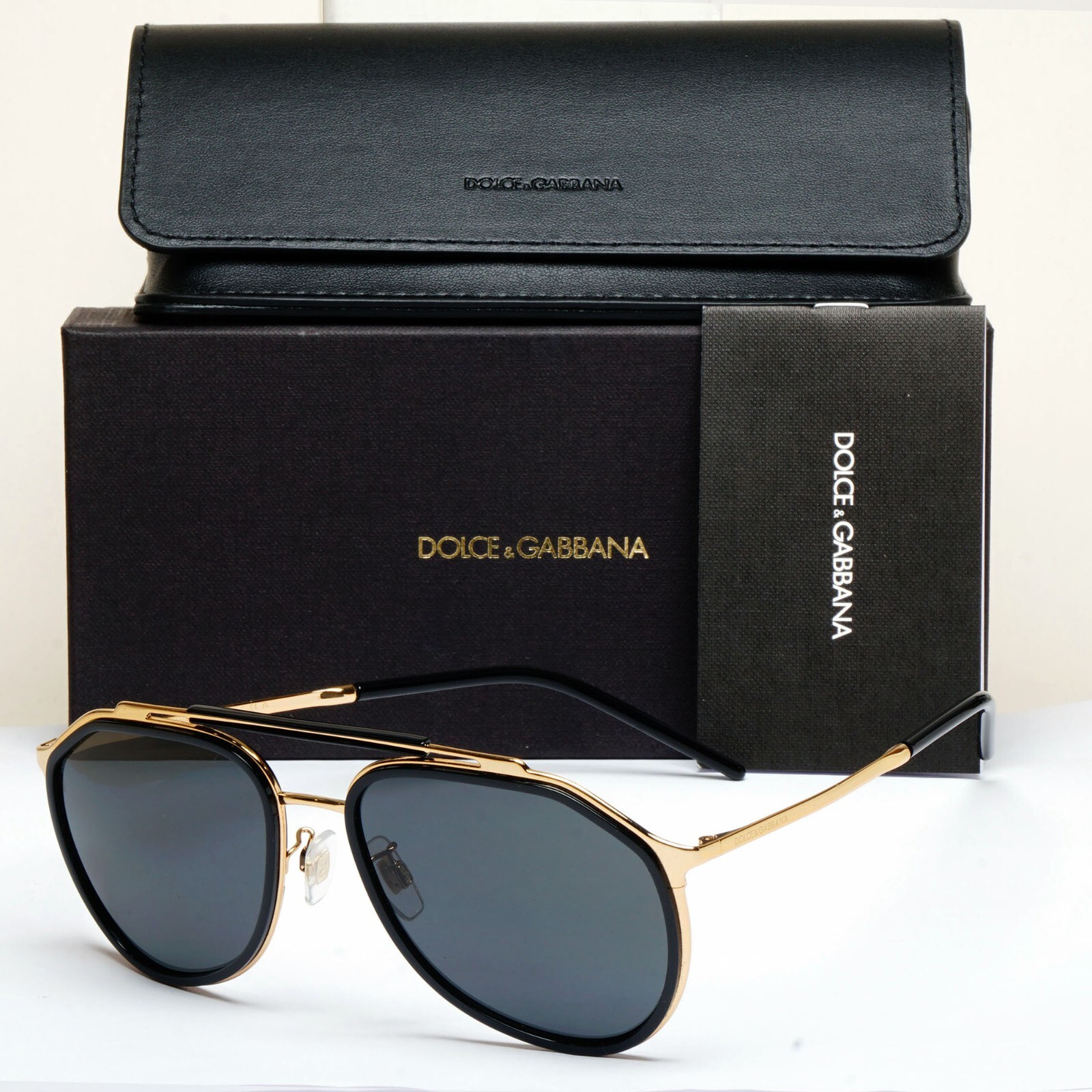 Dolce & Gabbana Sunglasses Black Gold Pilot Brow Bar D&G DG 2277