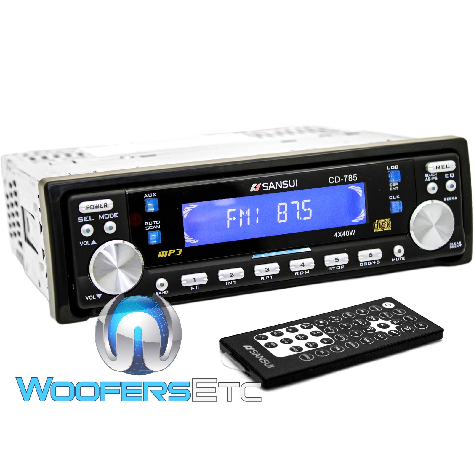 OLD SCHOOL SANSUI CD785 CAR STERO CD EQ FM MP3 DETACHABLE FACE 4 x