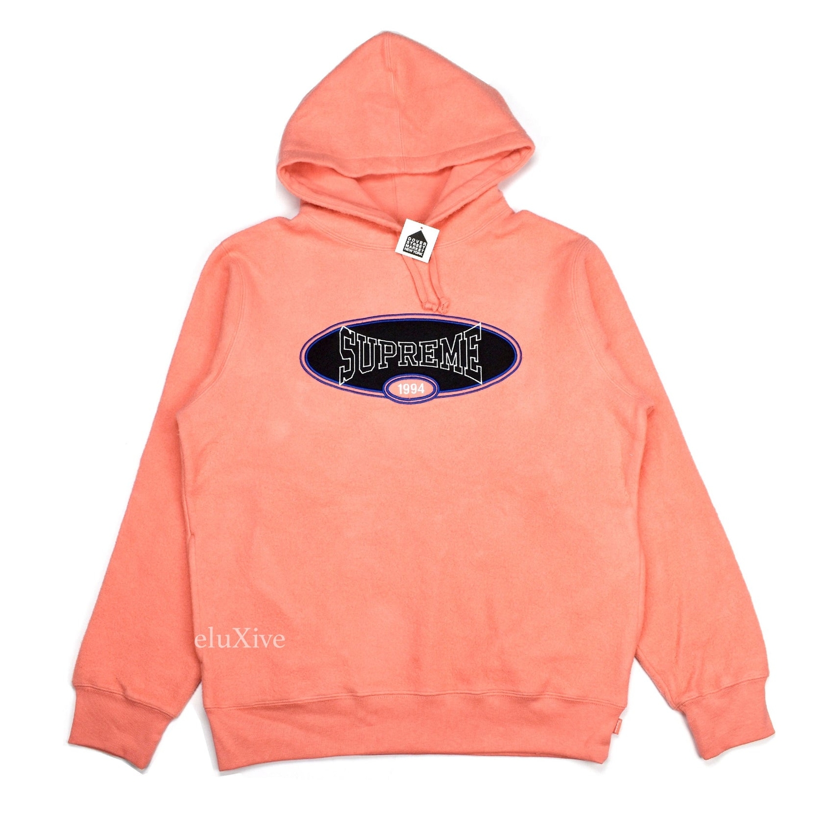 NWT Supreme Coral Pink Reverse Fleece Logo Hoodie Sweatshirt XL