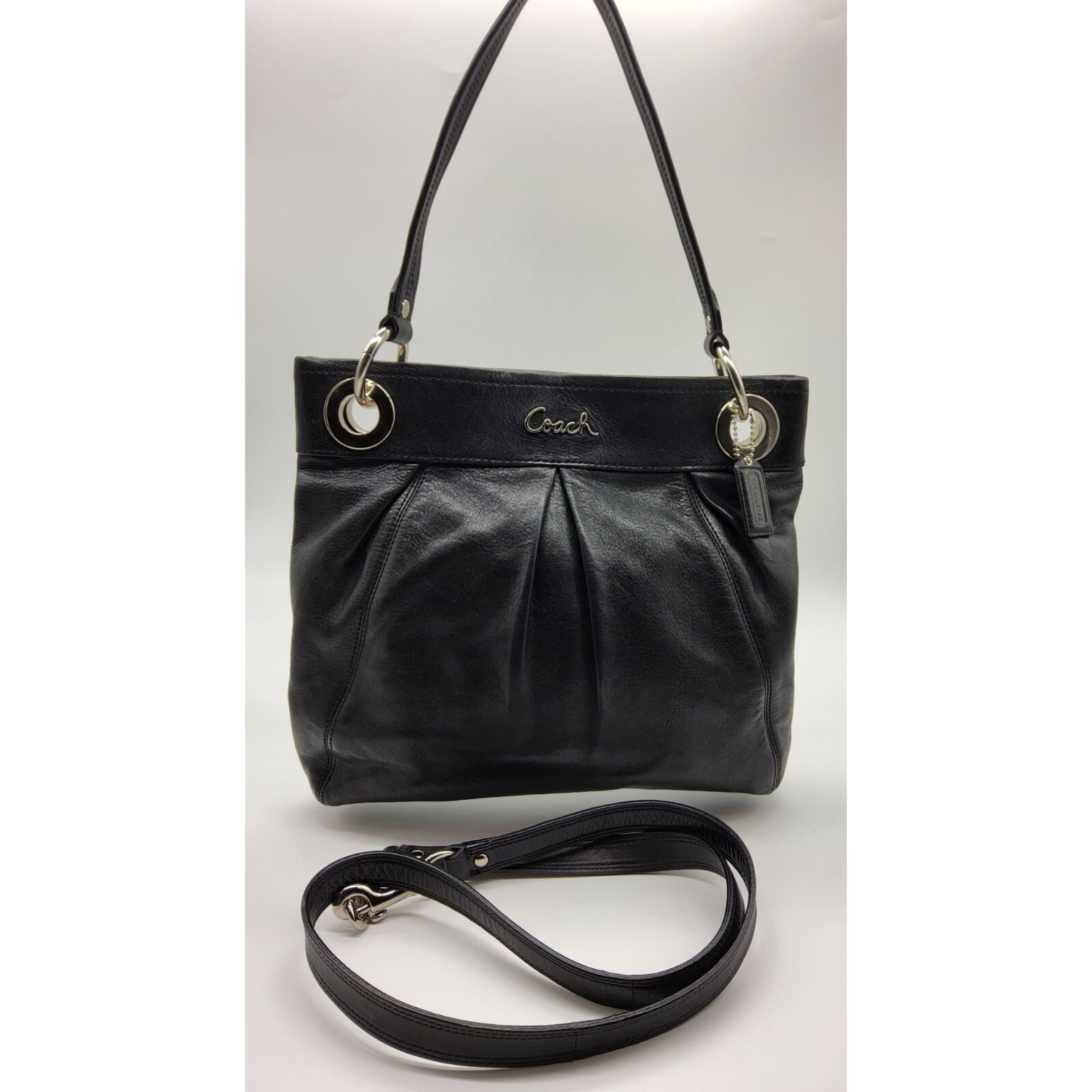 Coach Ashley Leather Hippie Pleated Shoulder Bag Crossbody Purse