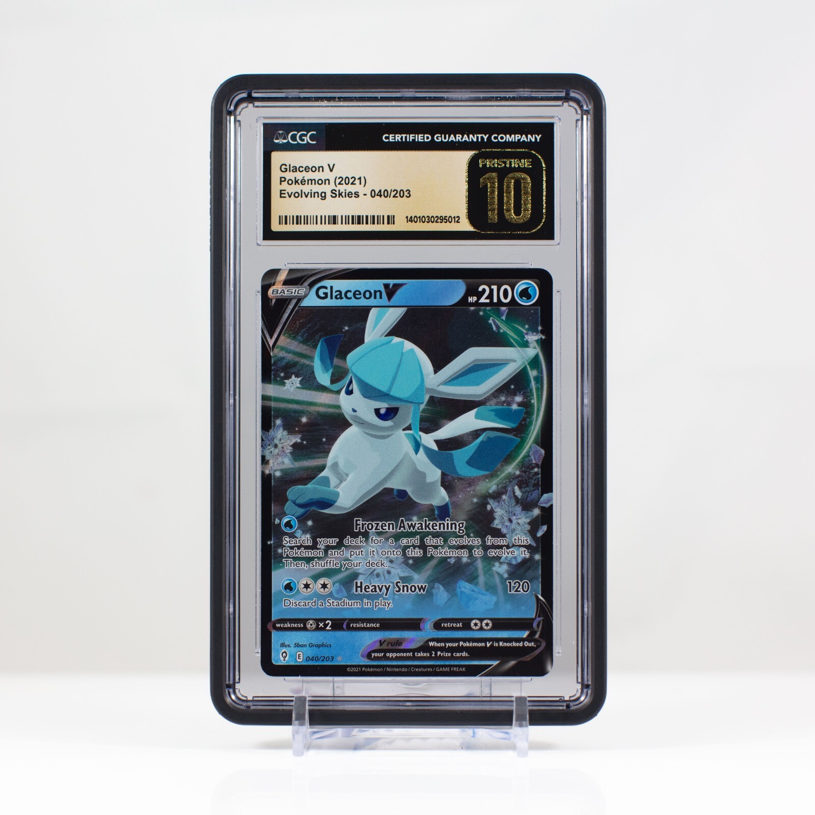 Pokémon Glaceon V Holo #040 Evolving Skies 2021 - CGC 10 PRISTINE