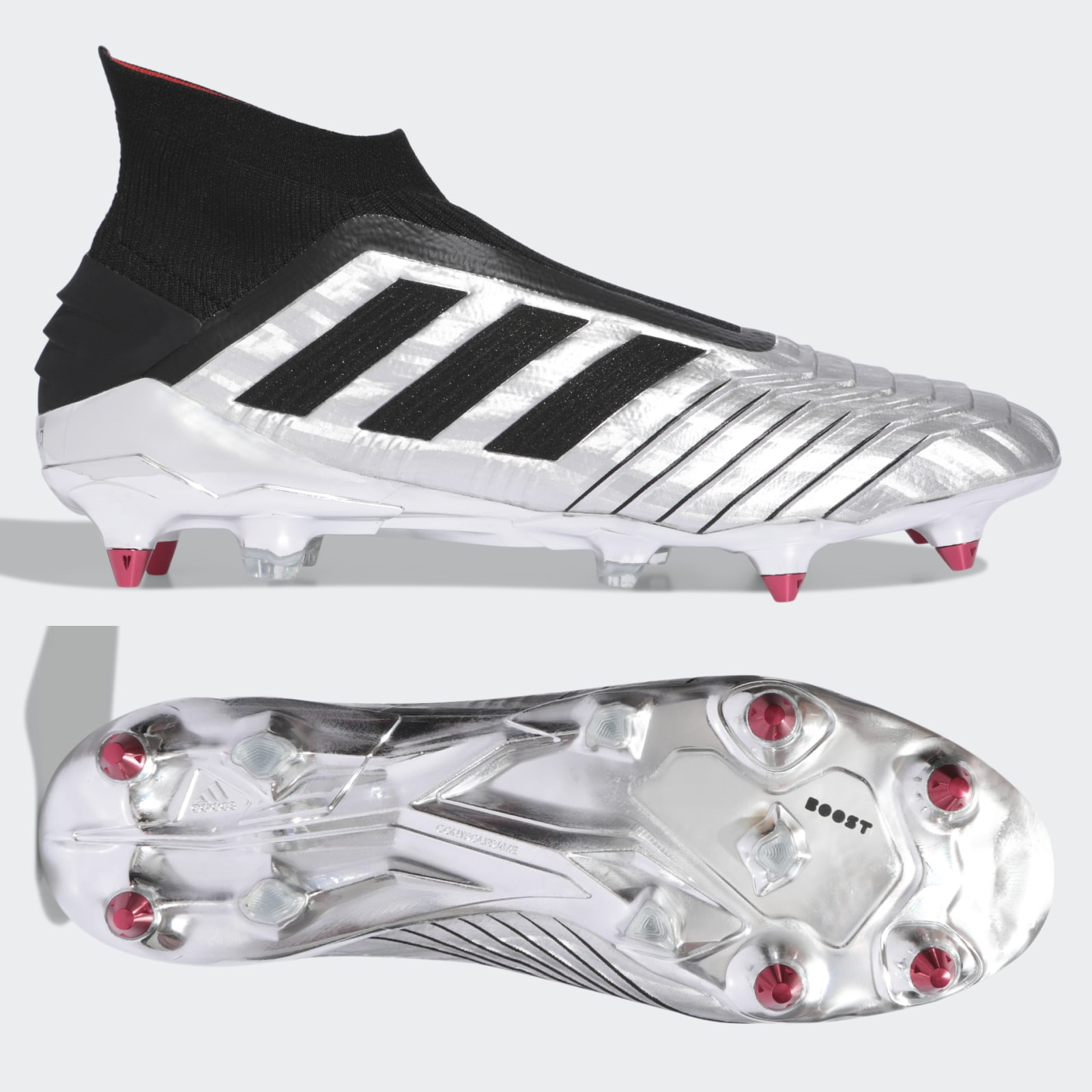 adidas Predator 19+ SG Mens Football Boots Silver Black SIZE 6 7 8