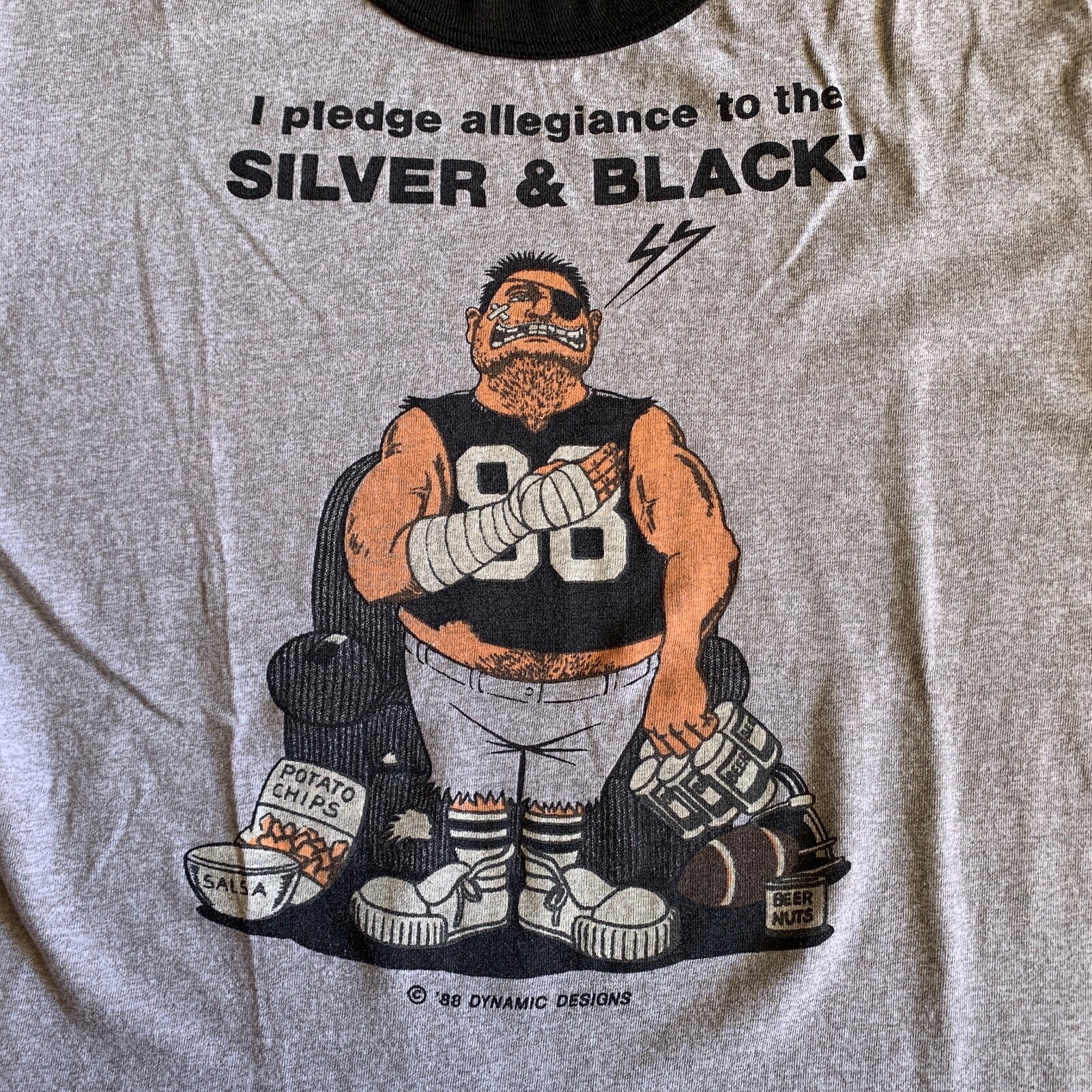 80s VINTAGE LOS ANGELES L.A. RAIDERS FOOTBALL RINGER T-SHIRT MEN