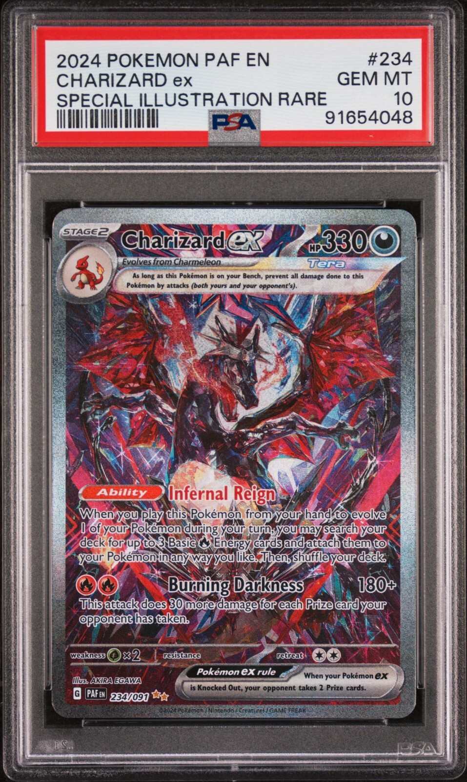 2024 PSA 10 CHARIZARD EX 234/091 POKEMON PALDEAN FATES SECRET