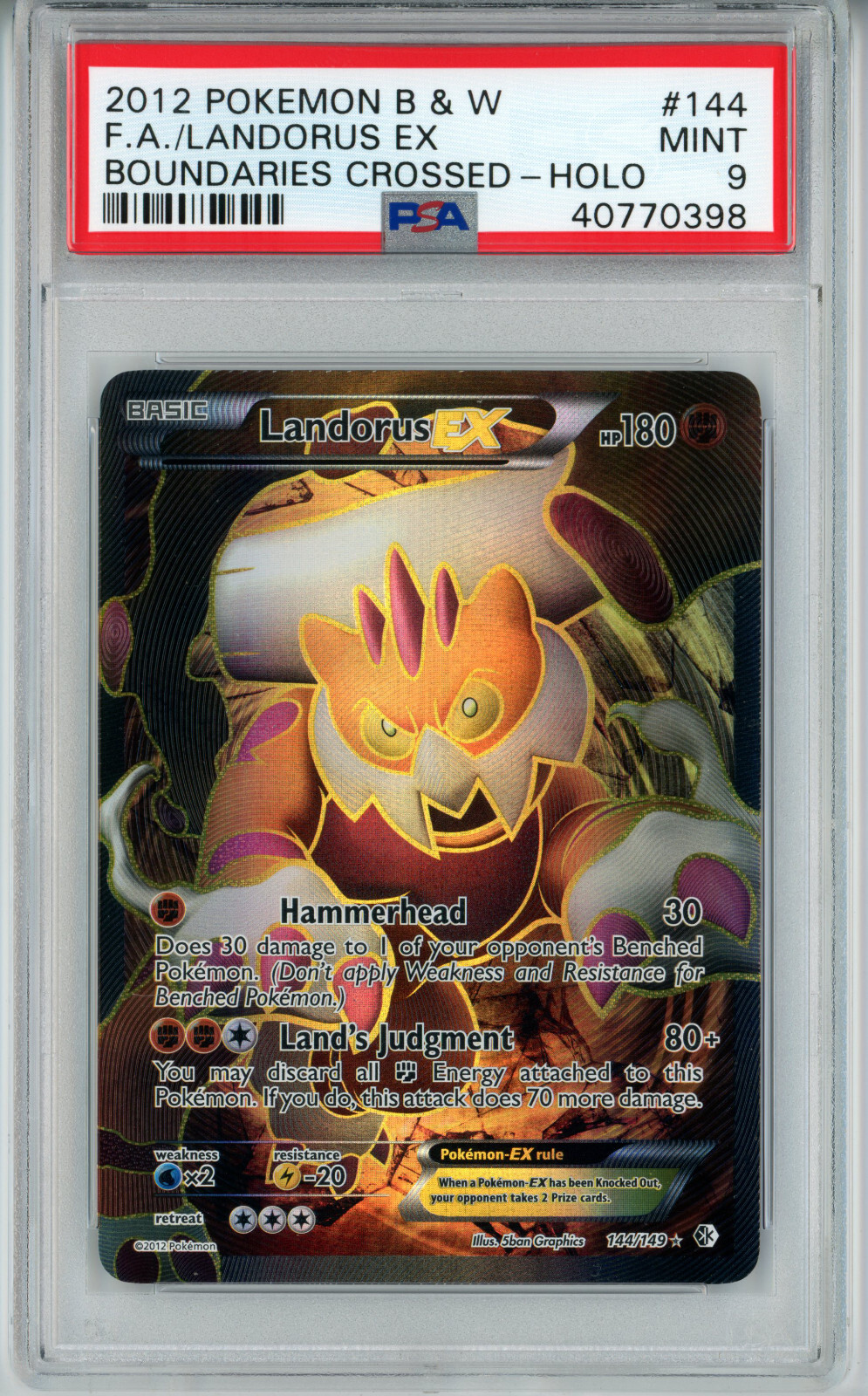 POKEMON BOUNDARIES CROSSED LANDORUS EX #144 FULL ART HOLO PSA 9
