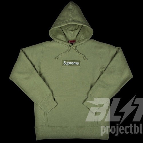FW16 SUPREME BOX LOGO HOODED SWEATSHIRT HOODIE SAGE OLIVE GREEN
