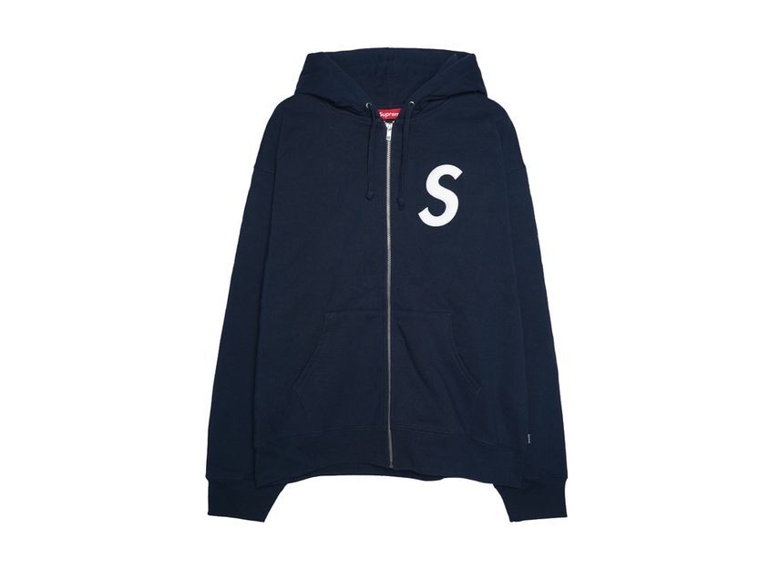 Supreme S Logo Zip Up Hooded Sweatshirt Navy | eBay