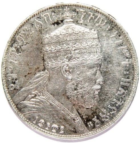 1892 ETHIOPIA Emperor Menelik II I LION of JUDEA Old Silver Birr