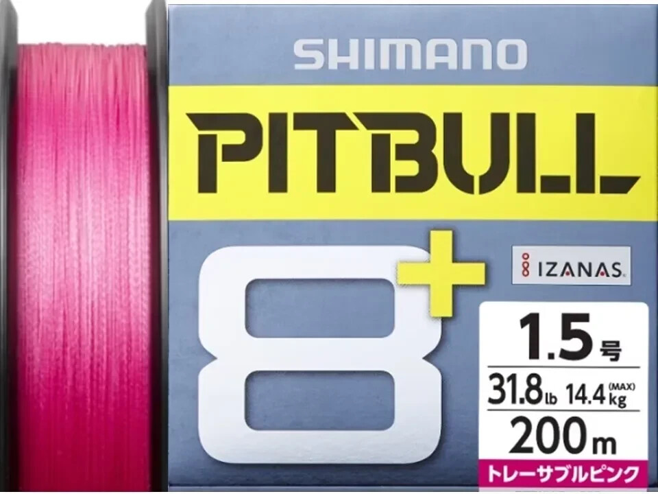 SHIMANO PITBULL 8+ 200m #1.5-31.8lb Traceable pink PE Braided Line