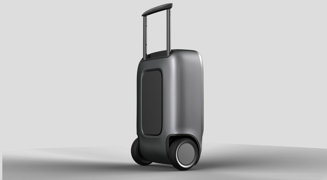 セグウェイ技術で2輪でも自立＆人間に追従するスーツケース「90FUN