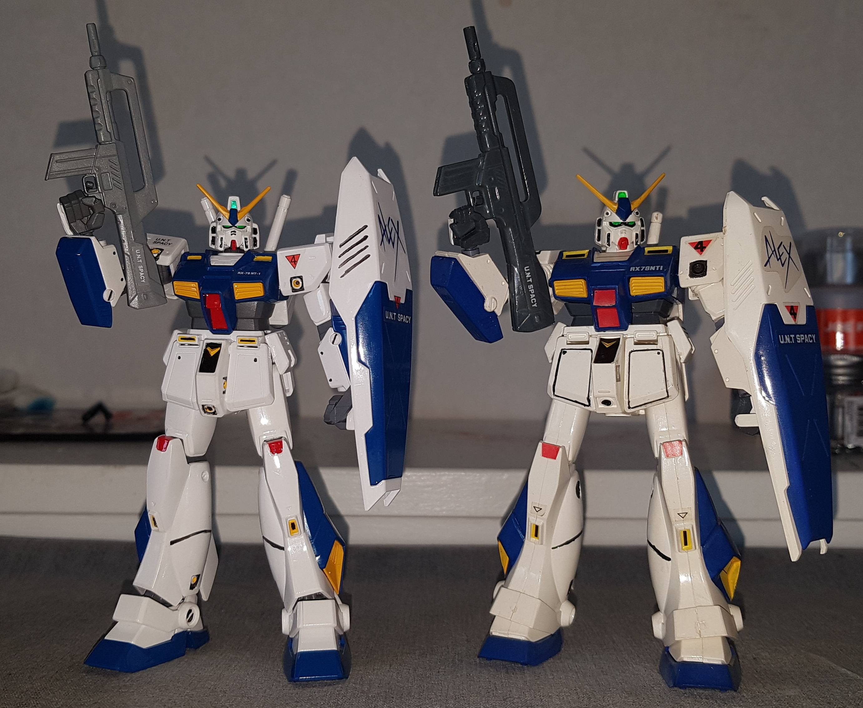 HGUC RX78 NT-1 Alex 1989 vs 2004 both hand painted. Built more