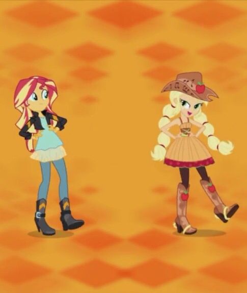 MLP. Applejack and Sunset Shimmer.