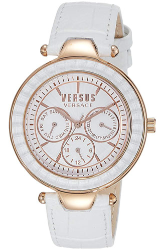 Versus by Versace SOS030015 White Dial Leather Strap Multifunction