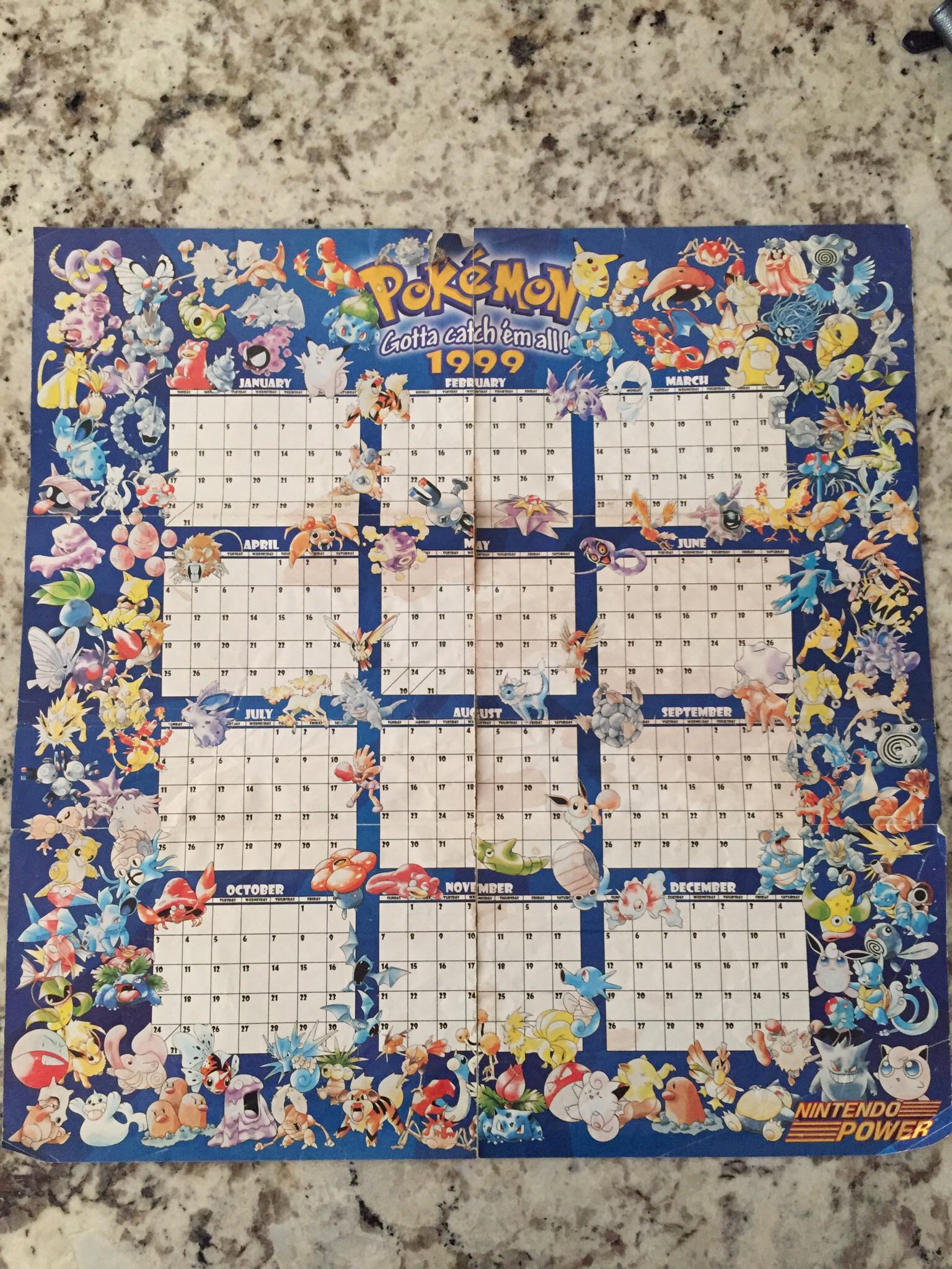 1999 Nintendo Power wall calendar : r/pokemon