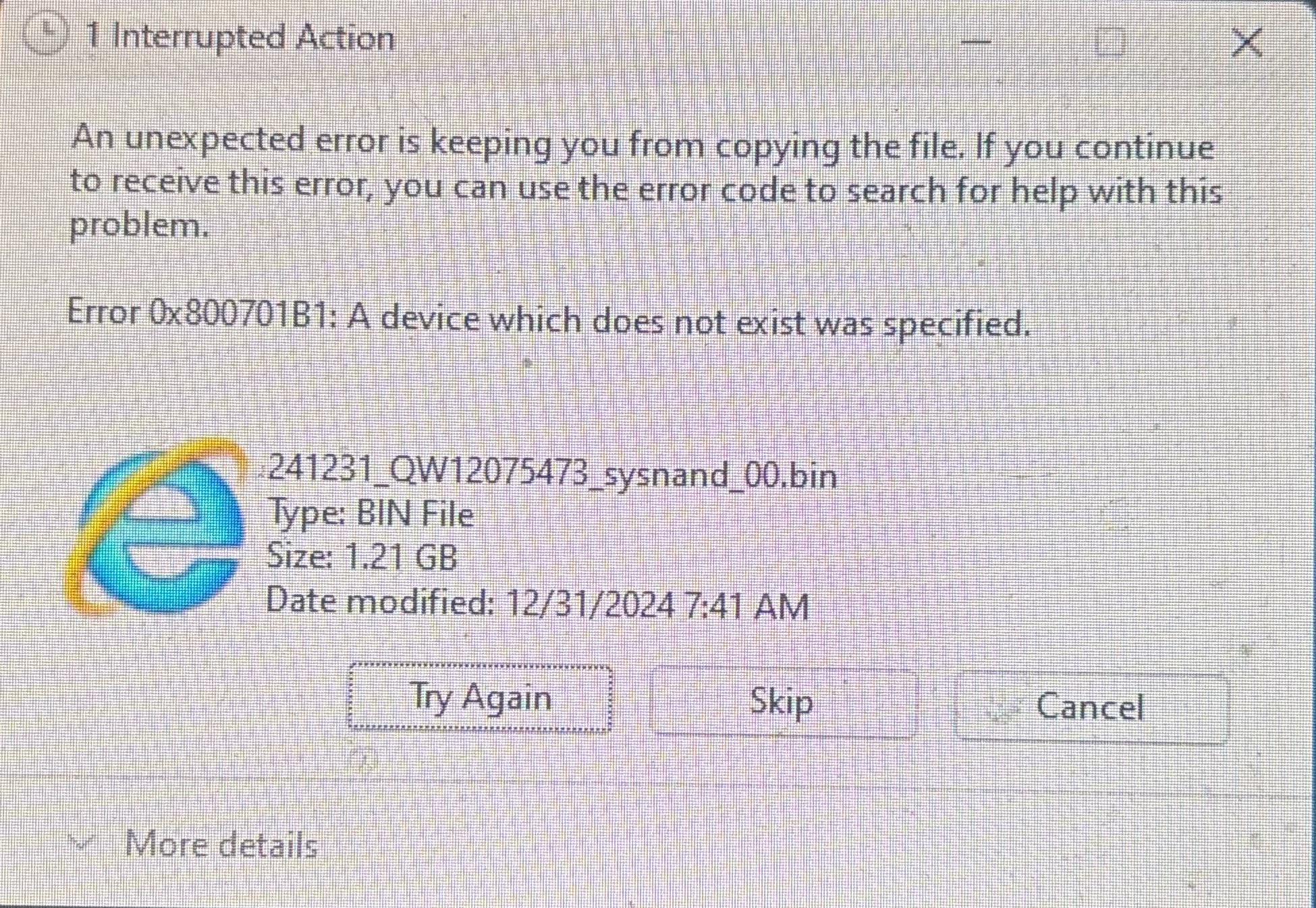 gm9/backupsフォルダをコピーしようとしたときのエラーコード : r