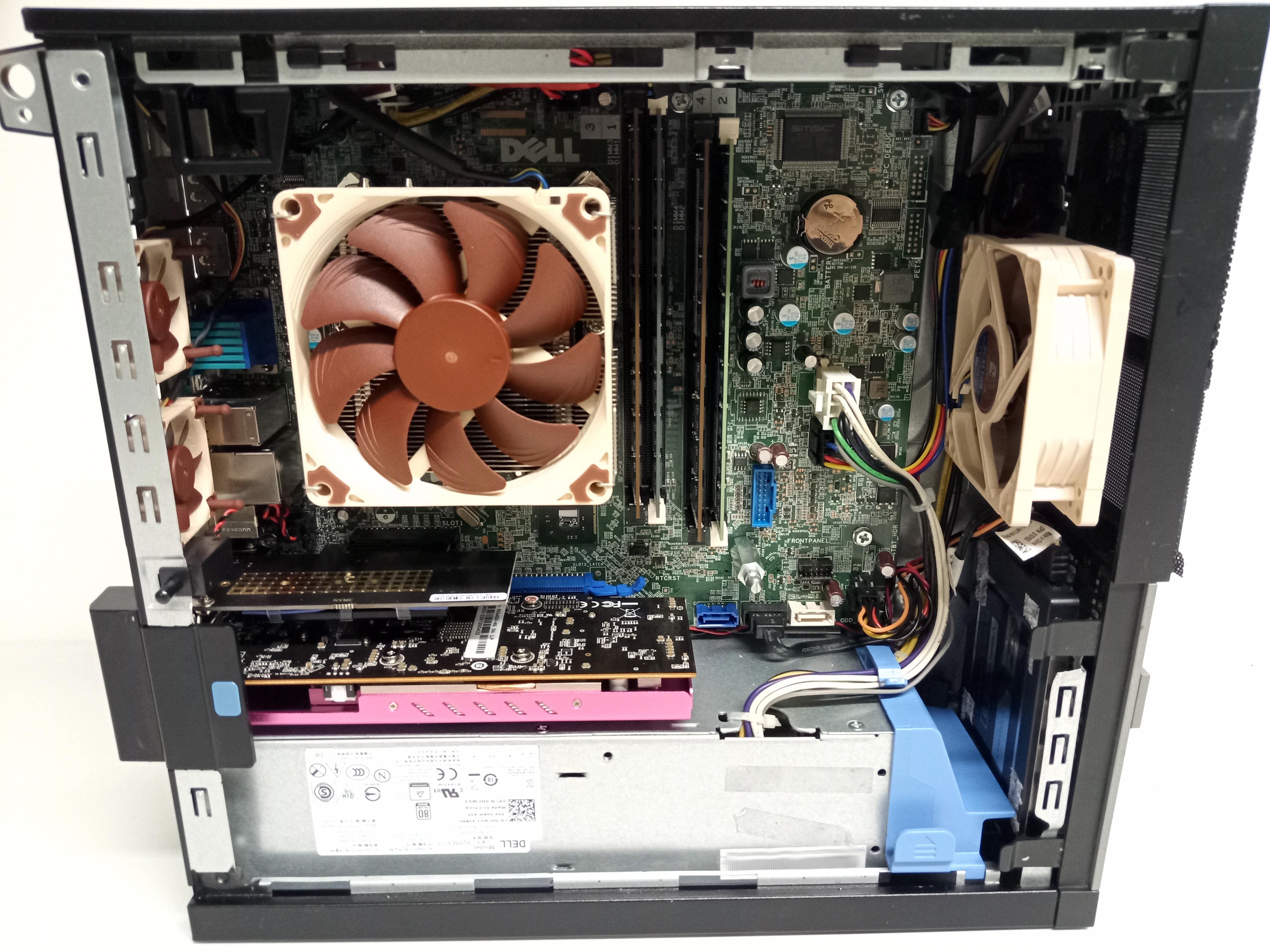 作業中：Dell OptiPlex 9020 SFF、エアフローのためにケースを改造。i7