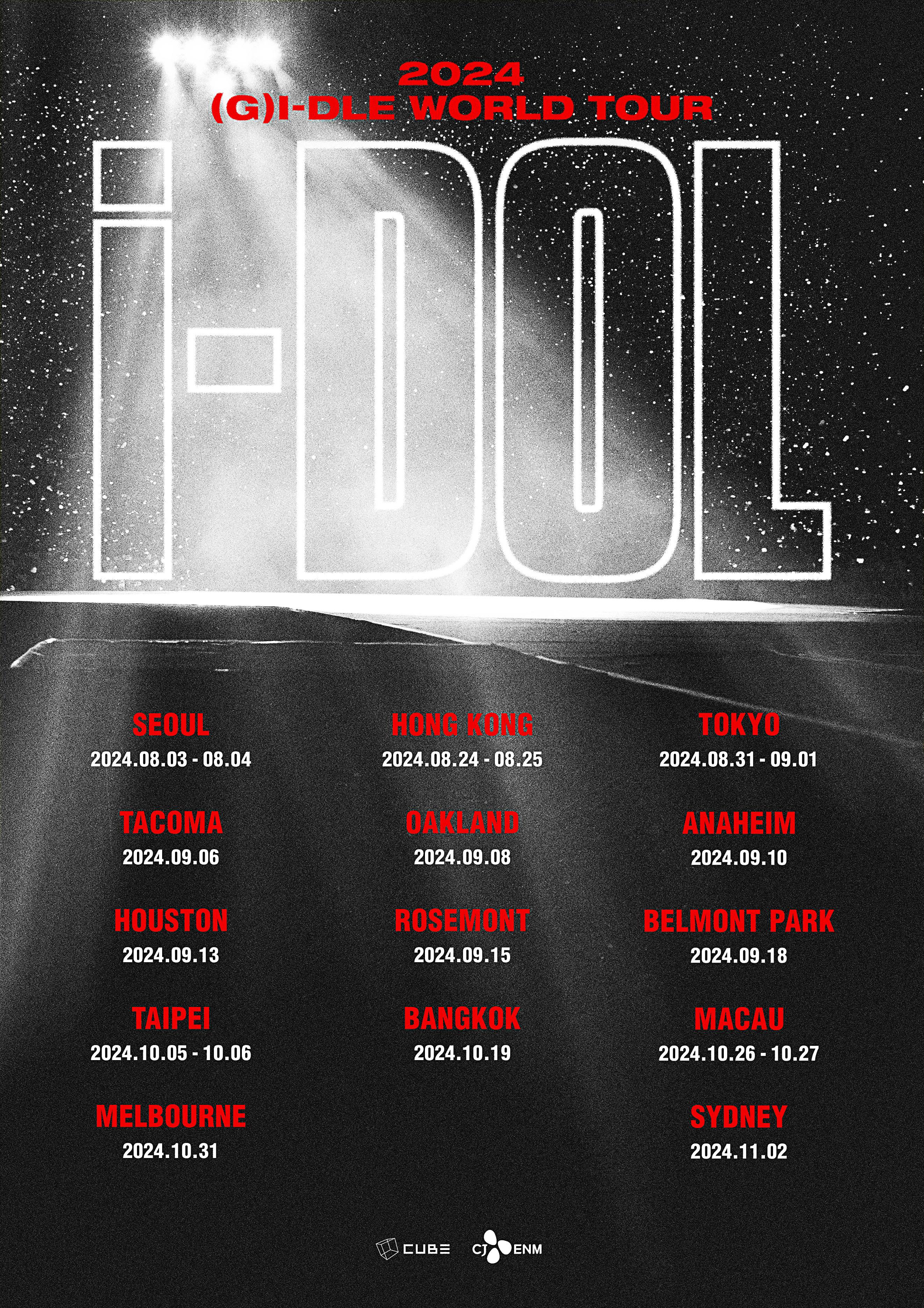 G)I-DLE - 2024 (G)I-DLE World Tour: i-DOL (Schedule Poster) : r/kpop