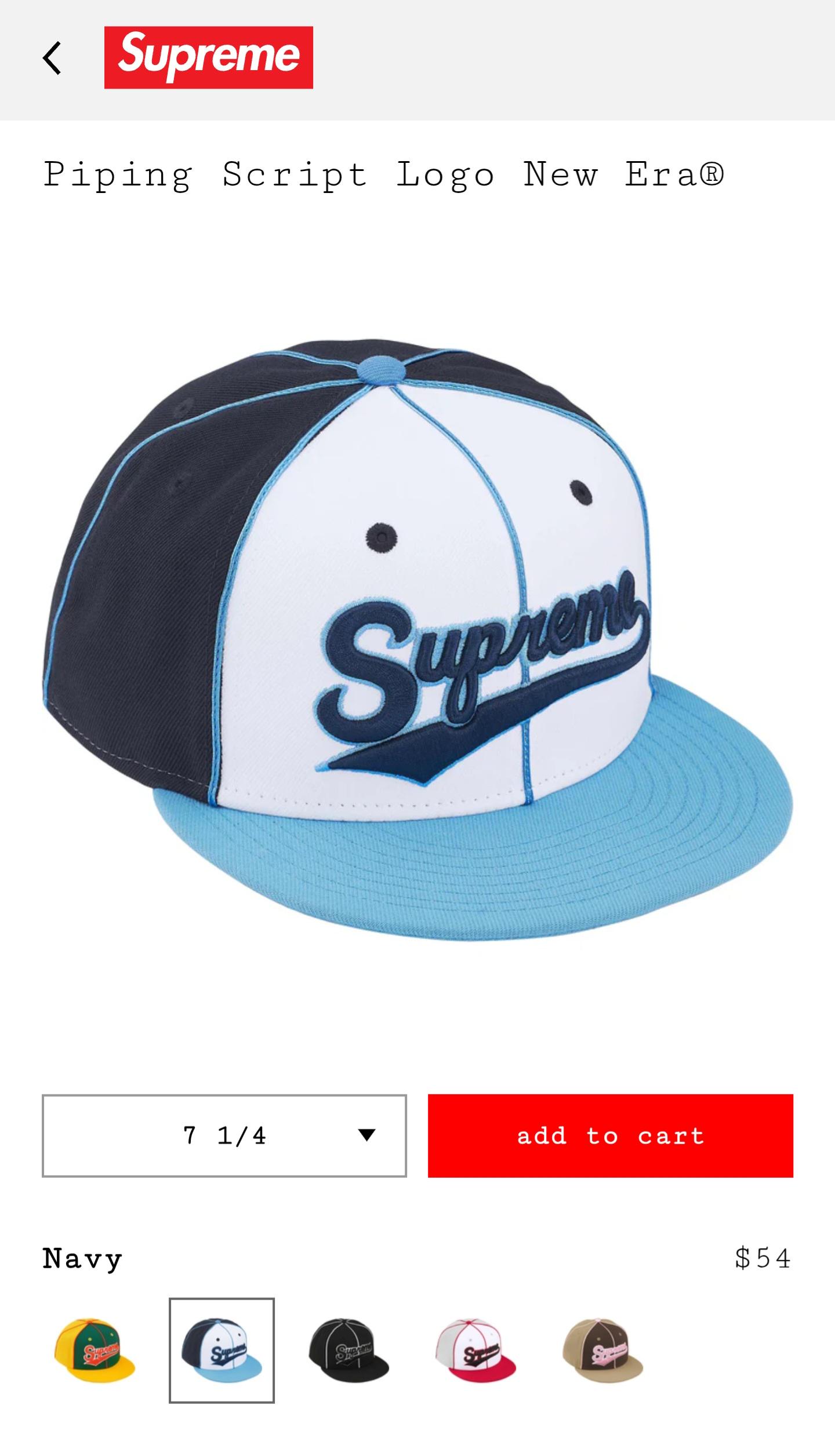 Supreme Piping Script New Era Fitted : r/neweracaps