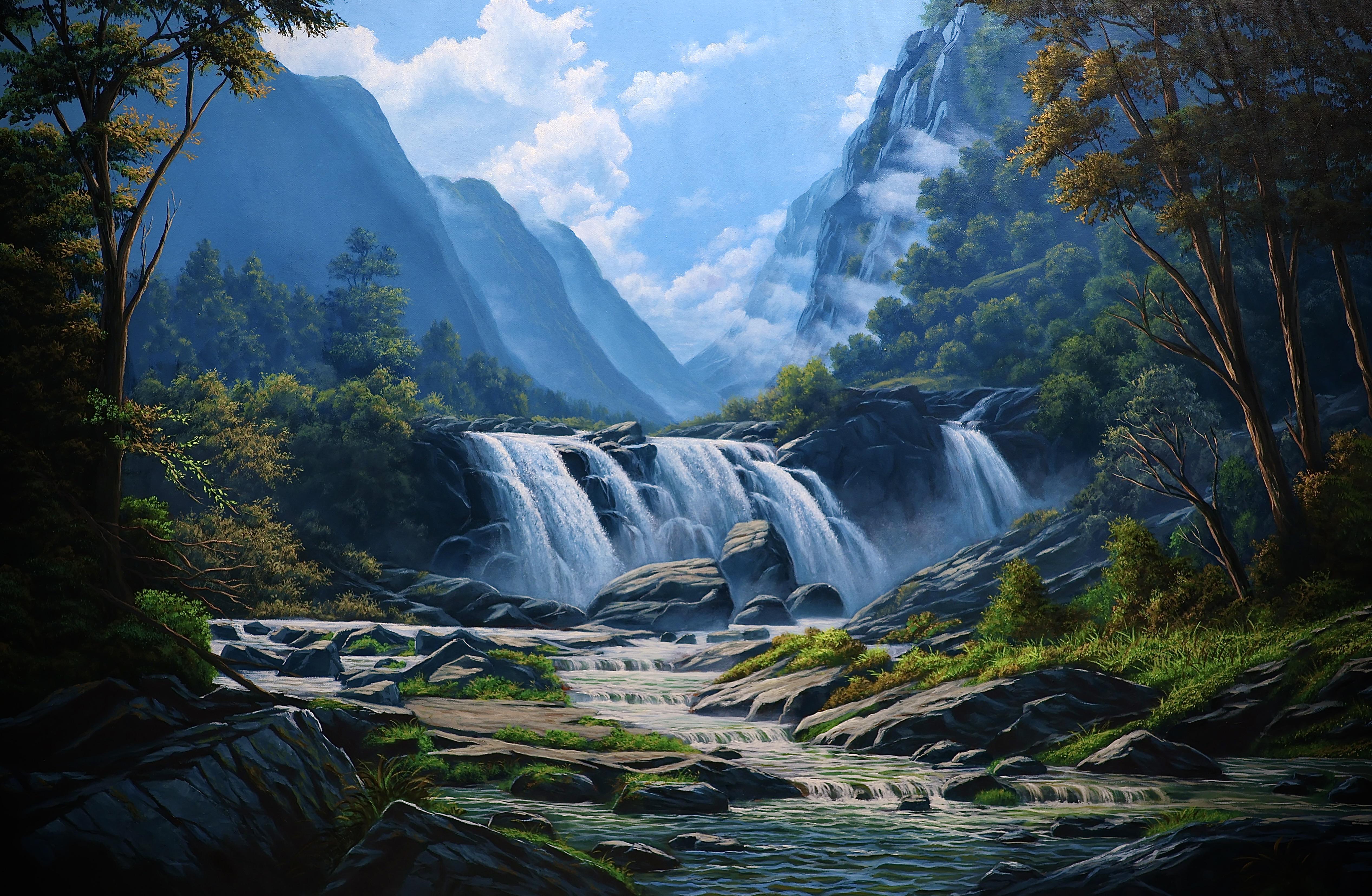 A Mountain waterfall - 36x24 in : r/oilpainting