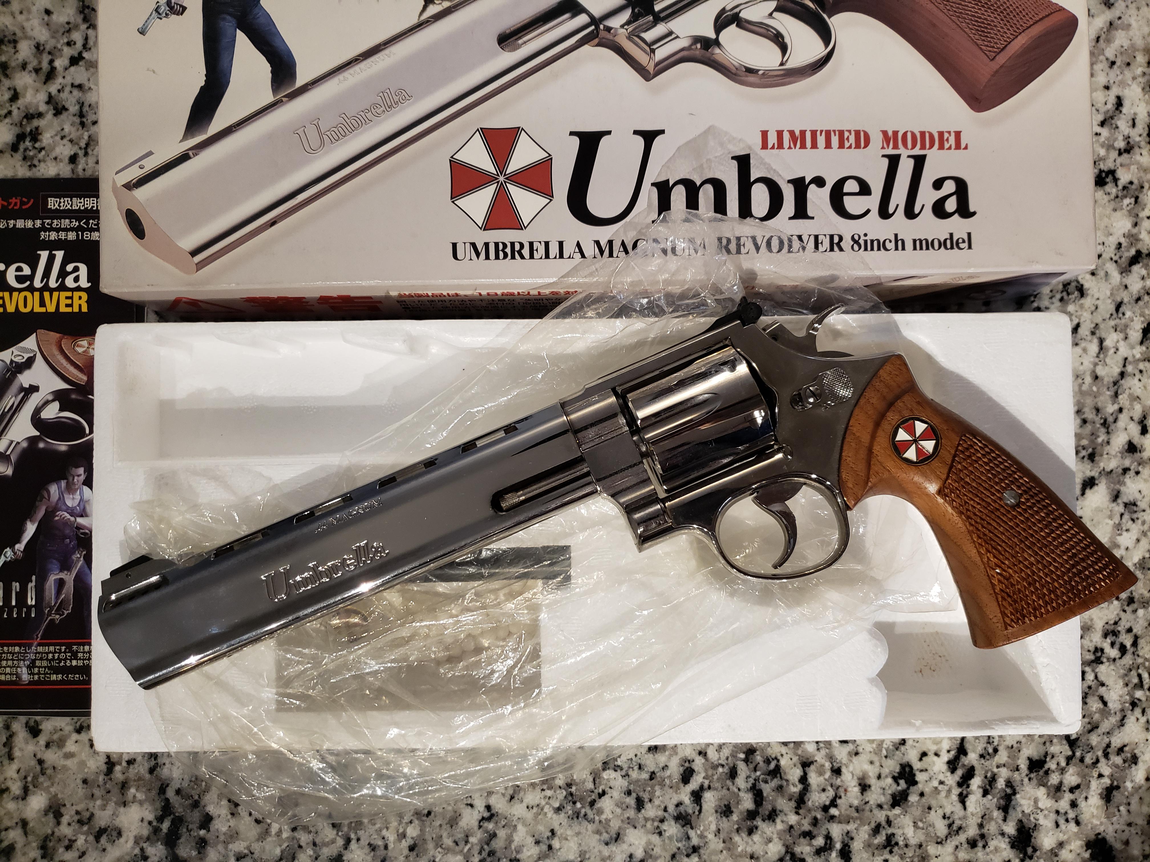 Resident evil 0 umbrella revolver 8 inch nickel plated airsoft