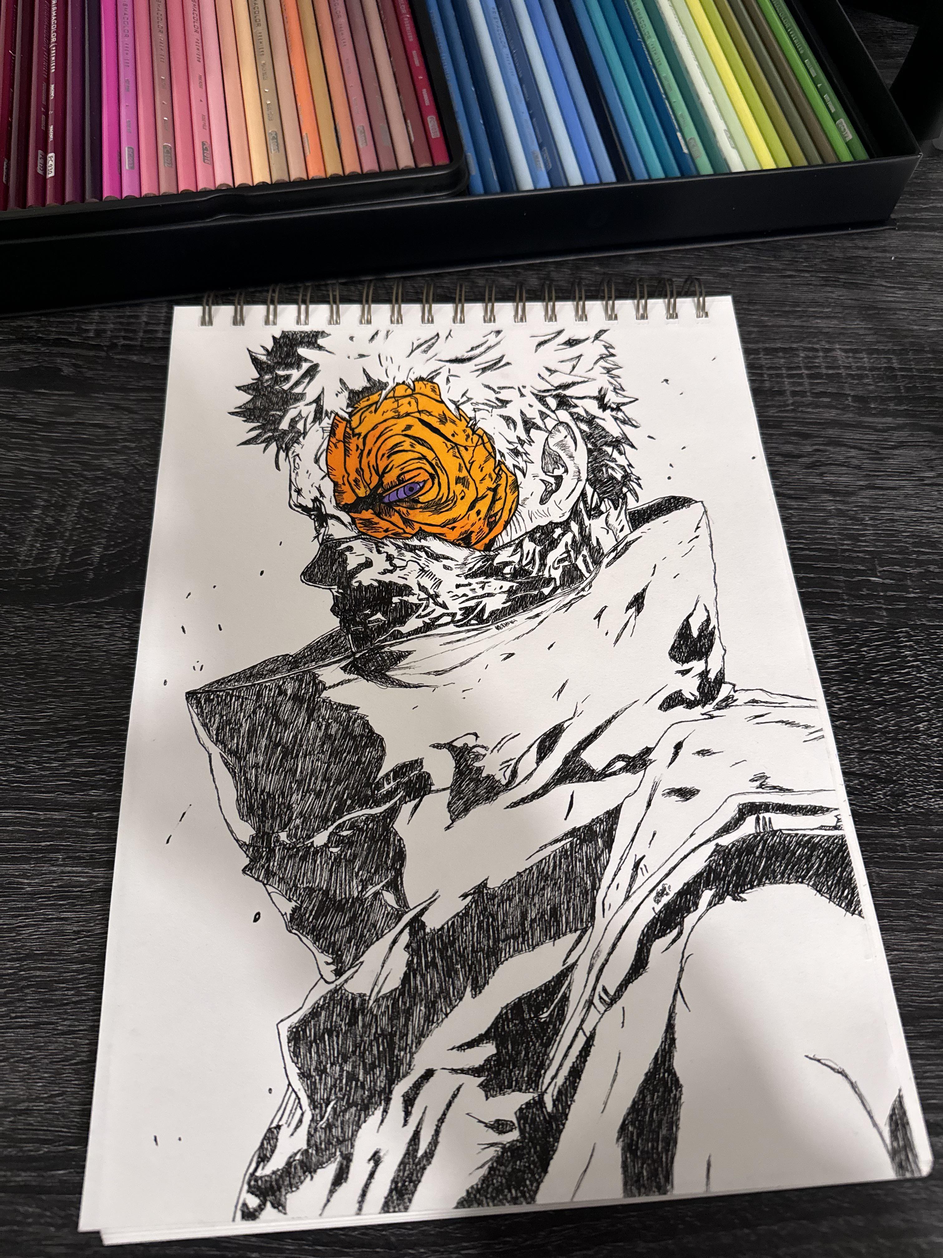 色鉛筆の上からペンを使う : r/learntodraw