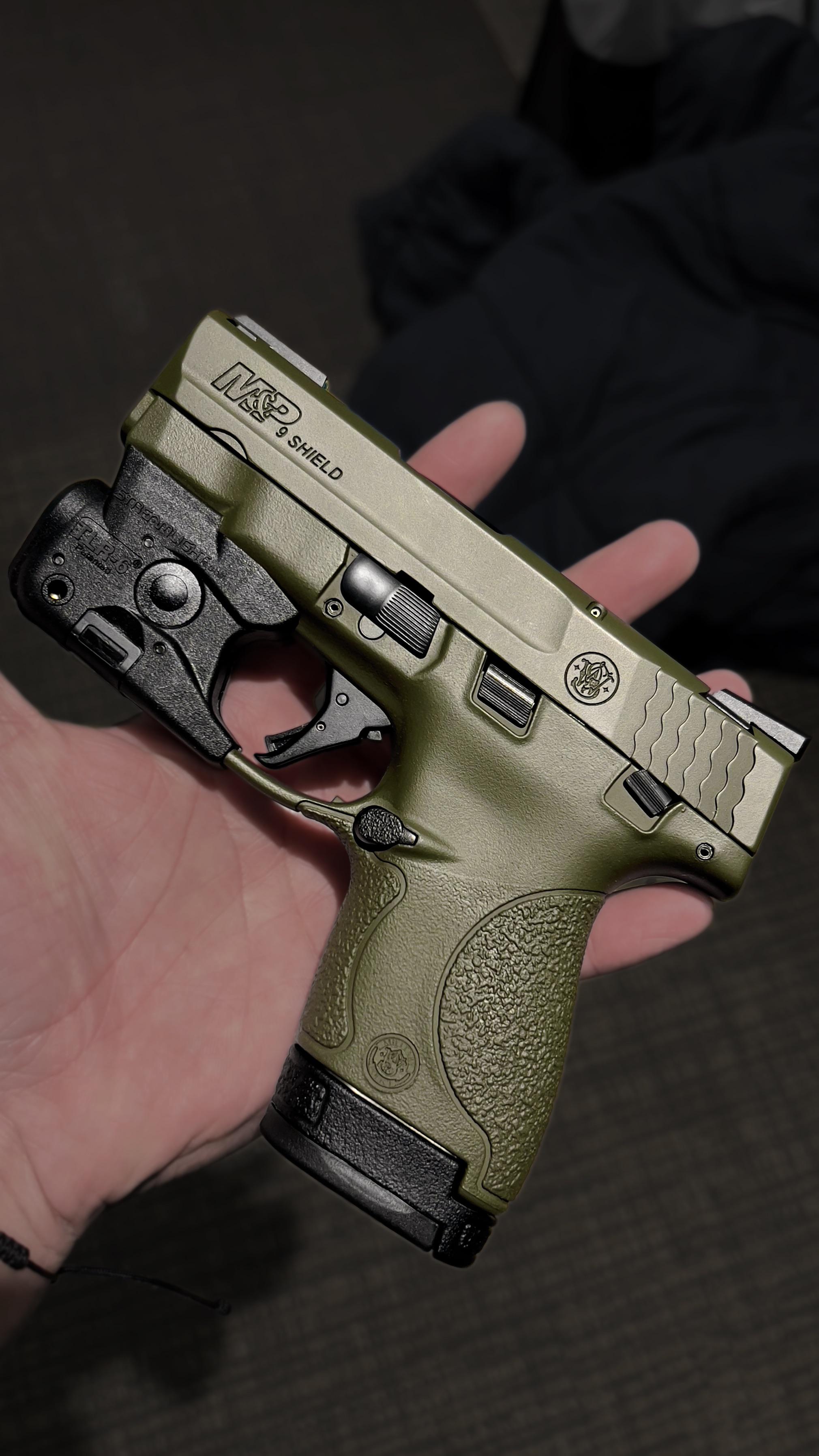 pocket rocket vibes. My OD Green M&P Shield 9mm w/ an APEX trigger