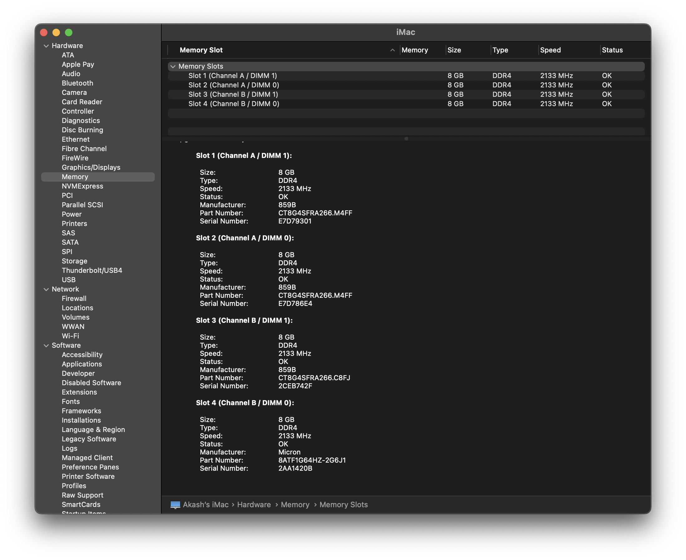 iMac 2020 not running at 2666Mhz ! I installed 4 sticks of crucial