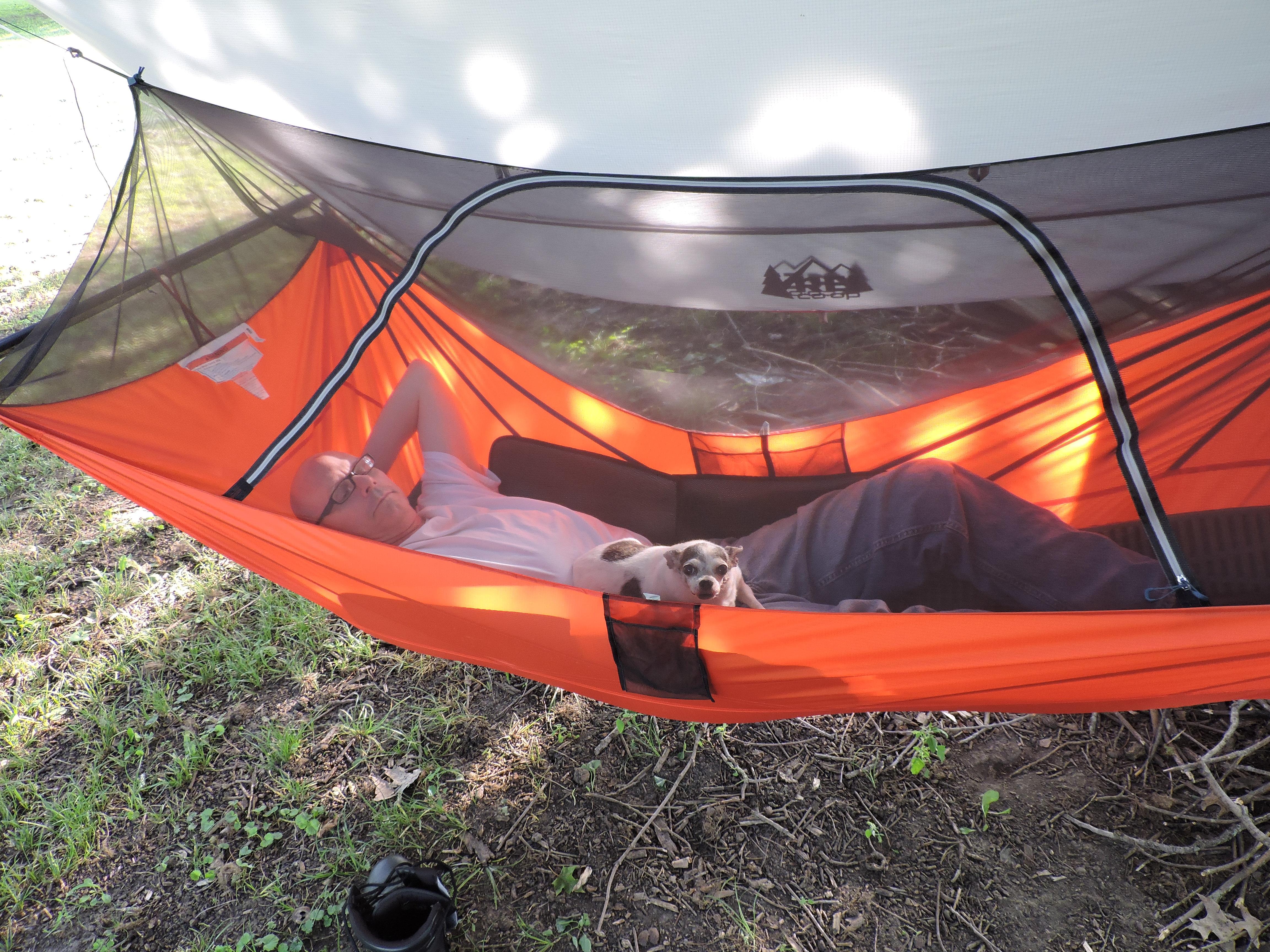 Trying out the new REI Quarter Dome Air with my loyal companion
