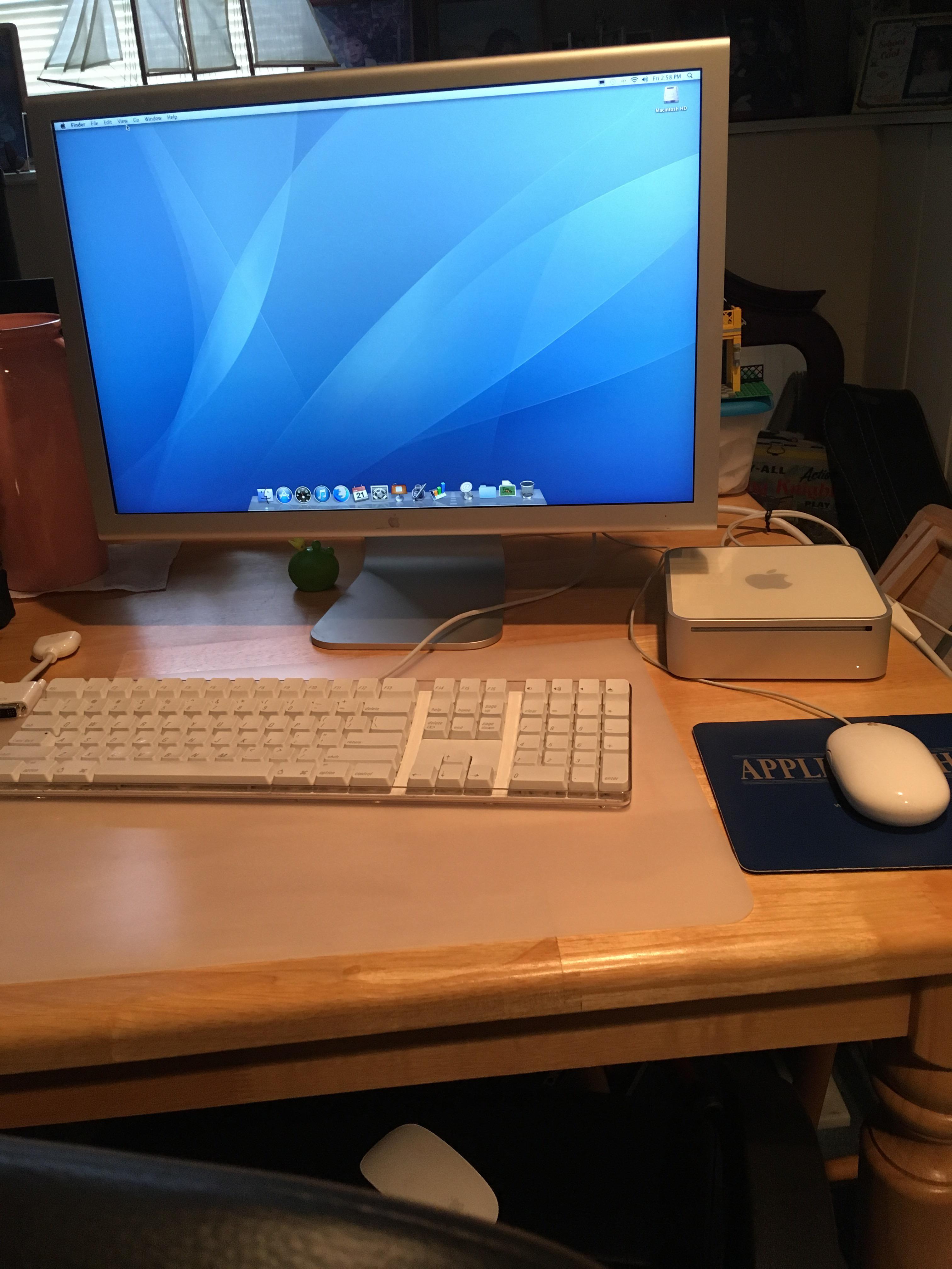 A mac desk from about 2006-2007. Mac Mini with the 23” HD Cinema