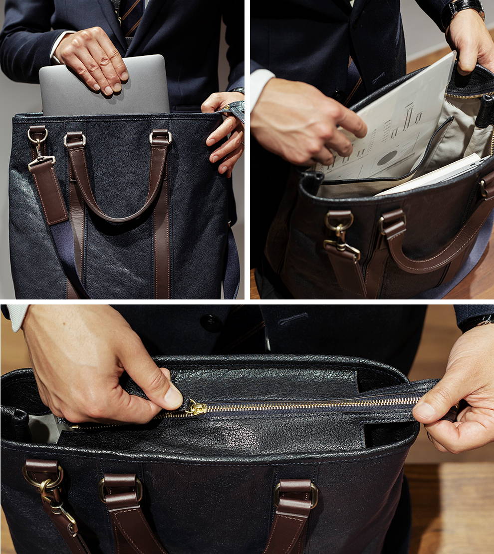 機能的で、スタイリッシュ。 自在に使える2wayビジネストート。 – 土屋