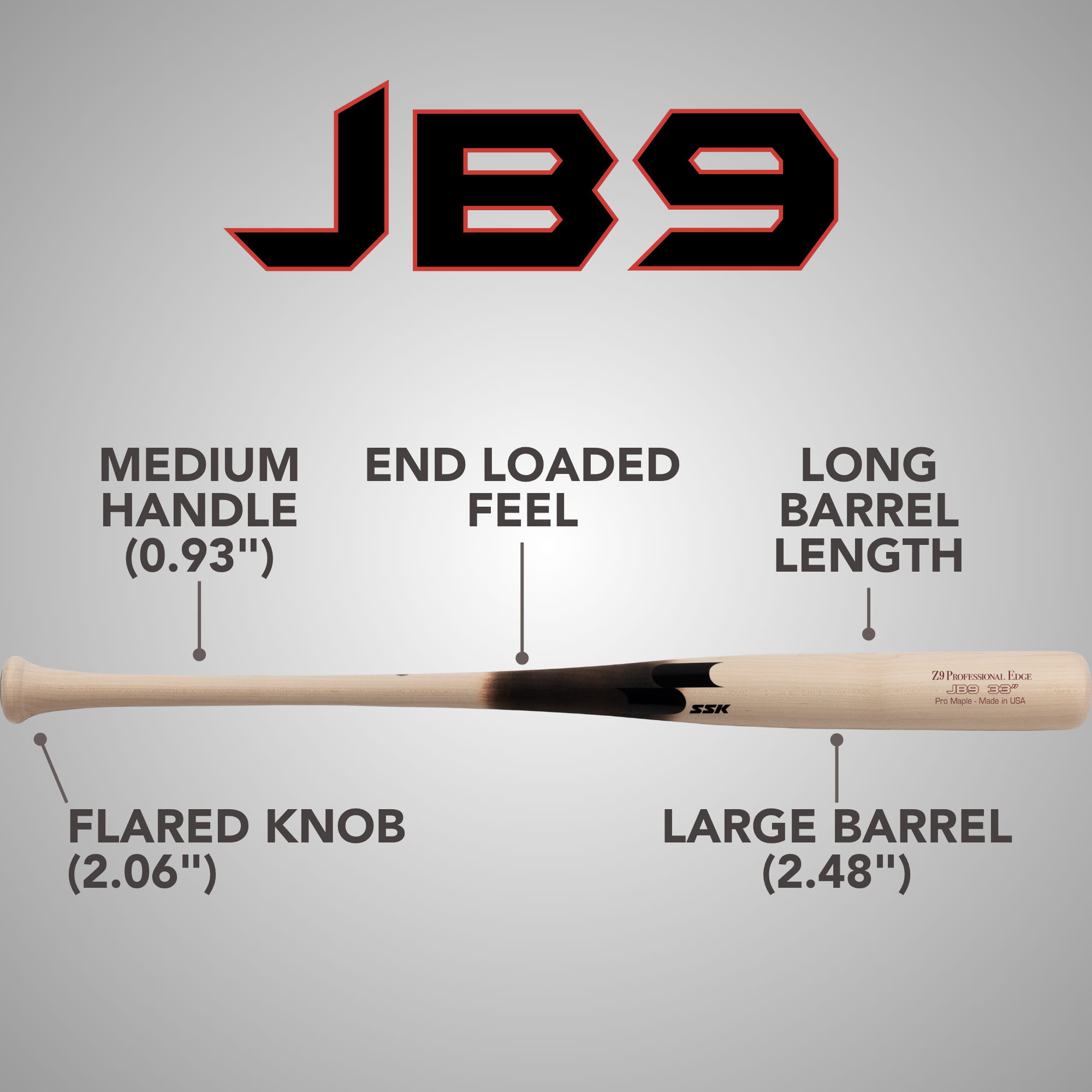 SSK Z9 Professional Edge JB9 Pro Maple Wood Baseball Bat – Z9JB9