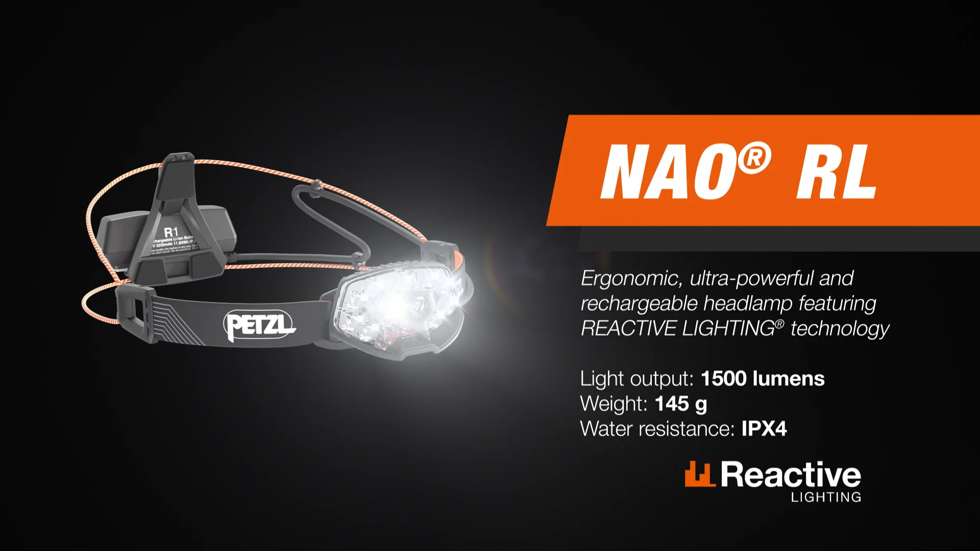 NAO® RL, Ergonomic, ultra-powerful, and rechargeable headlamp