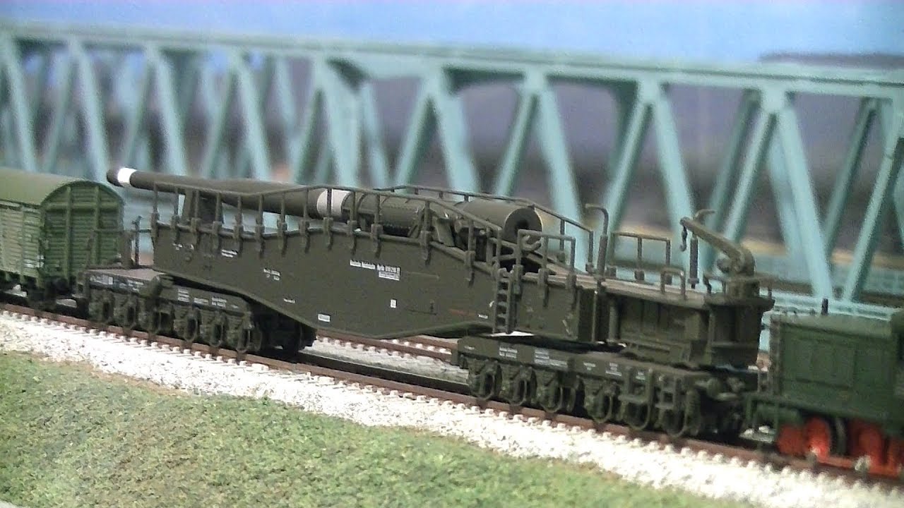 列車砲牽引テスト K5 Leopold Nゲージ・鉄道模型 - YouTube