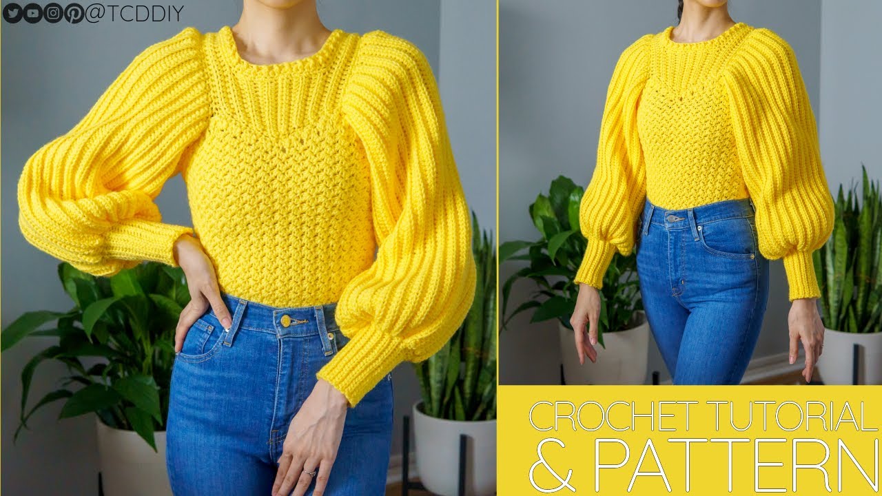 How to Crochet: Balloon Sleeve Sweater | Pattern & Tutorial DIY