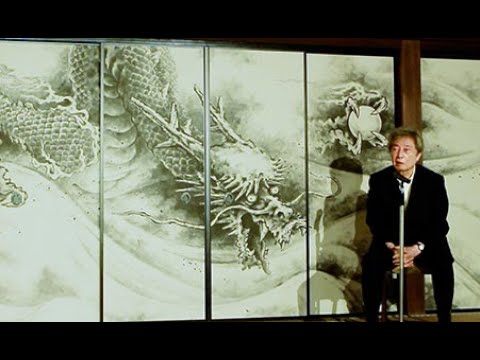 龍安寺に細川元首相の雲龍図 - YouTube