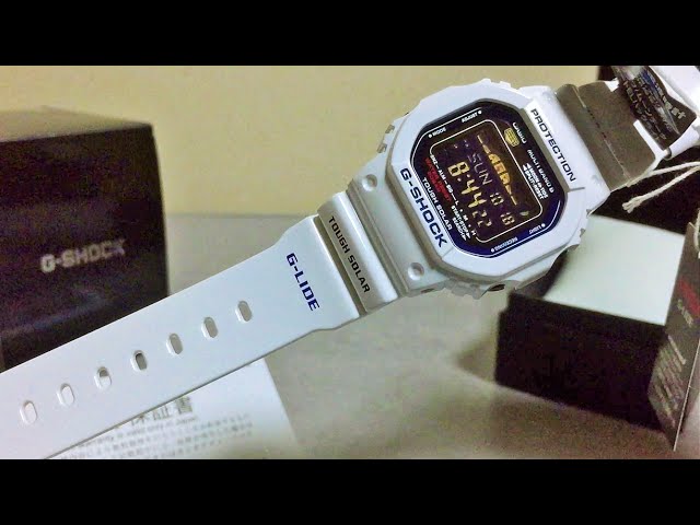 G-Shock GWX-5600C-7JF Basic White G-lide (unboxing) - YouTube