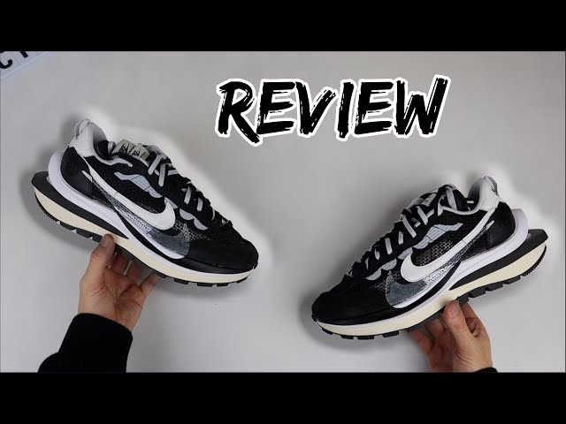 NIKE X SACAI VAPORWAFFLE BLACK/SUMMIT WHITE REVIEW AND UNBOXING