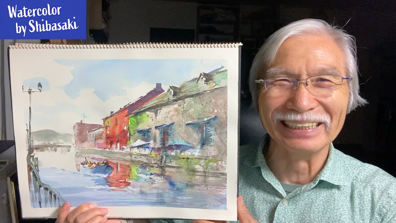 Eng sub] Otaru Canal | Japanese Landscape | Watercolor Painting