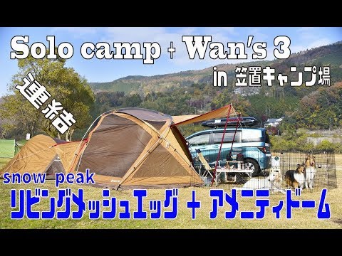 ソロキャンプ＋ワンズ3 スノーピーク リビングメッシュエッグ＋