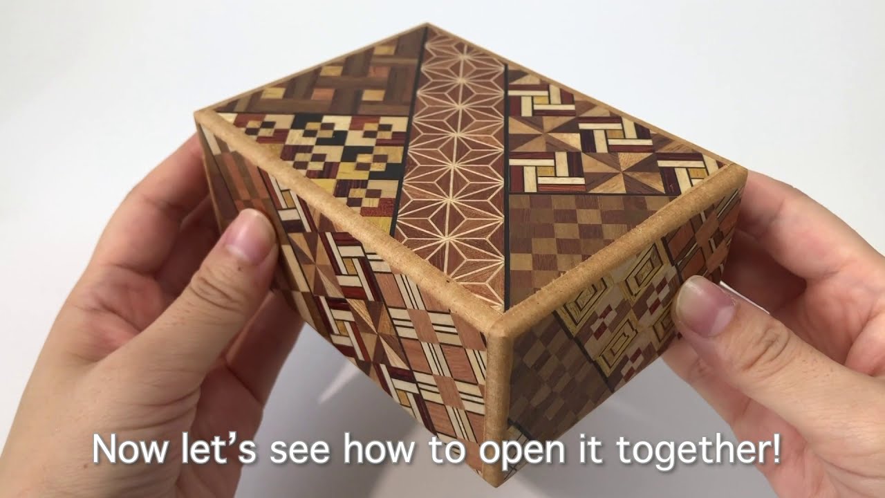 How to open a 4 sun 12 step Yosegi Secret Box 【寄木細工秘密箱4寸