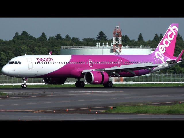Peach Airbus A321LR JA901P Landing at NRT 34R | A321neo | Narita