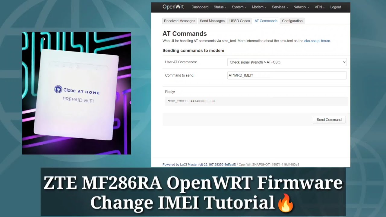 ZTE MF286RA OpenWRT Firmware Change IMEI Tutorial - YouTube
