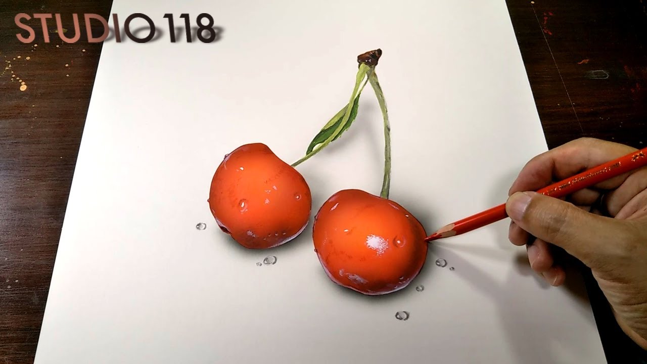 I drew a cherry. Illustration making drawing studio 118 - YouTube