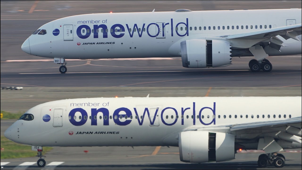 JAL Oneworld Livery Airbus A350-900 Boeing 787-9 Landing at Tokyo