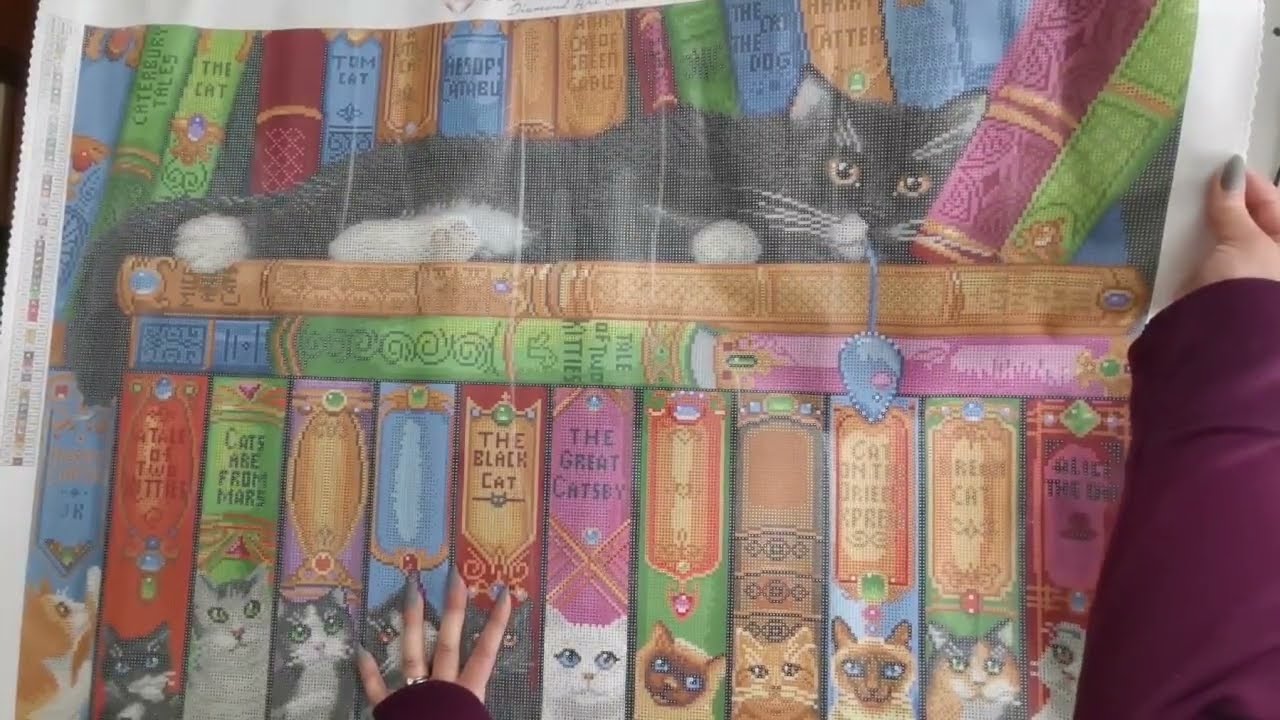 Sneak Peek! Cat Bookshelf by Randall Spangler and Diamond Art Club