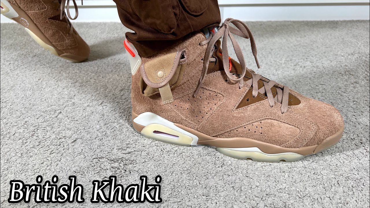 Travis Scott x Air Jordan 6 British Khaki Review& On foot - YouTube
