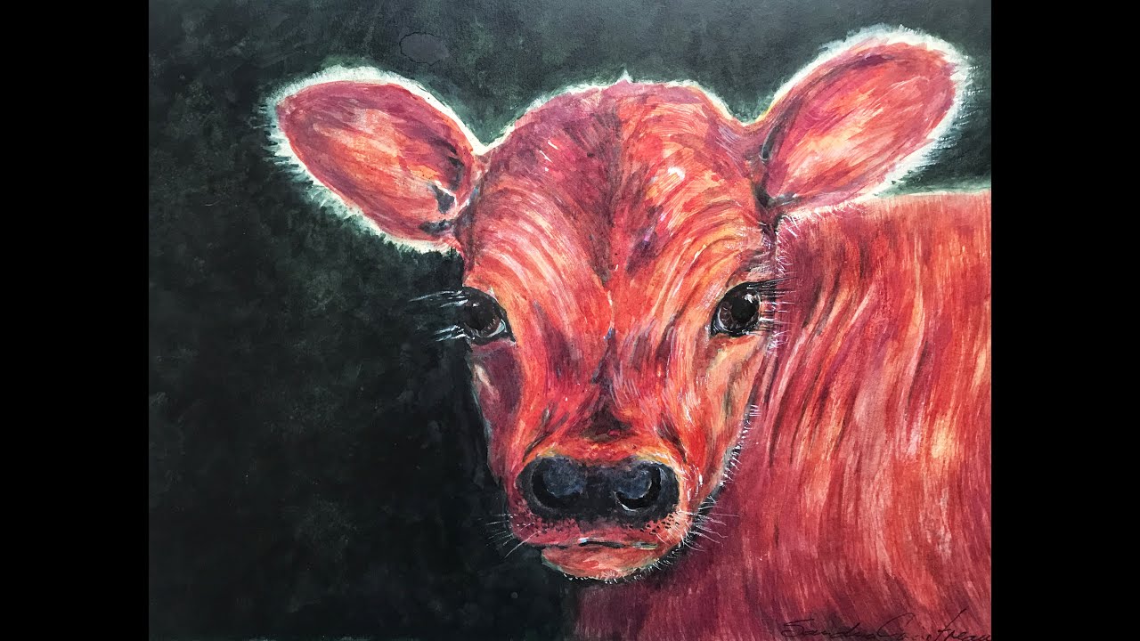 水彩壁絵 Watercolor *The Tender Calf Calf* 【公式通販】